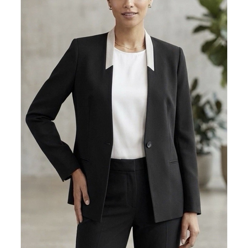 Helmut Lang Black Palm Suiting Wool Blend Blazer Women SZ 10 Capsule Career $645
